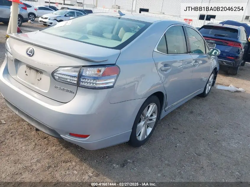 2011 Lexus Hs 250H VIN: JTHBB1BA0B2046254 Lot: 41687444