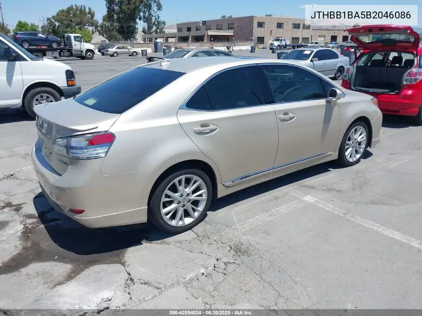 2011 Lexus Hs 250H Premium VIN: JTHBB1BA5B2046086 Lot: 42594834