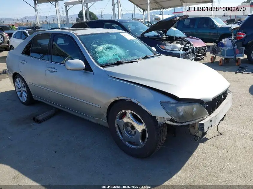 2001 Lexus Is 300 VIN: JTHBD182810002670 Lot: 41956368