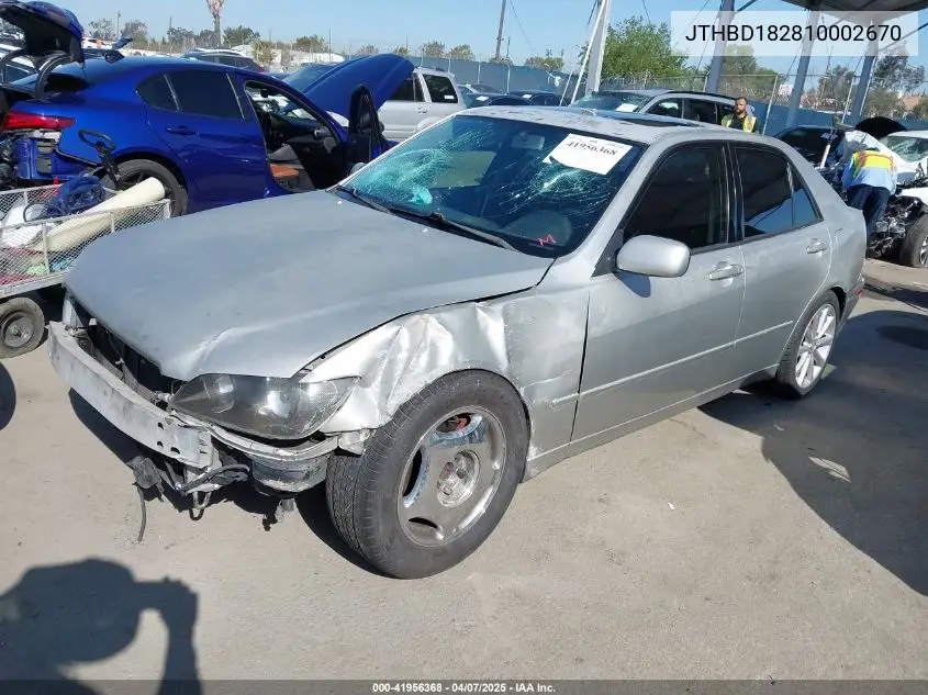 2001 Lexus Is 300 VIN: JTHBD182810002670 Lot: 41956368
