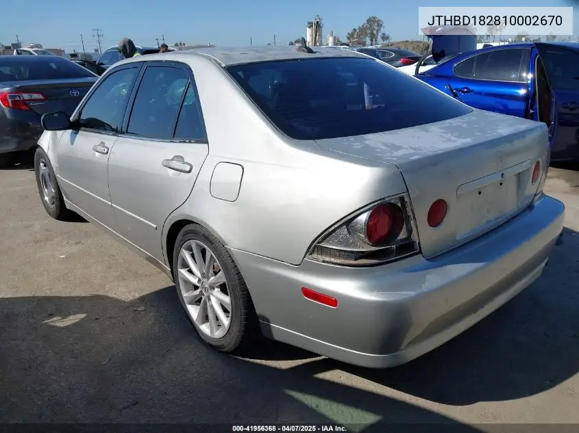 2001 Lexus Is 300 VIN: JTHBD182810002670 Lot: 41956368