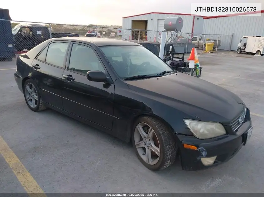 2001 Lexus Is 300 VIN: JTHBD182810026578 Lot: 42086220