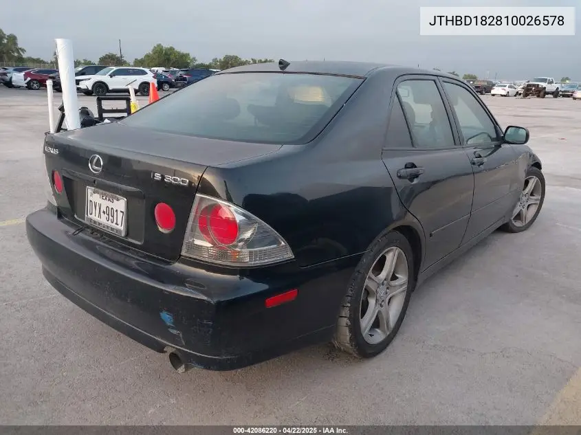 2001 Lexus Is 300 VIN: JTHBD182810026578 Lot: 42086220