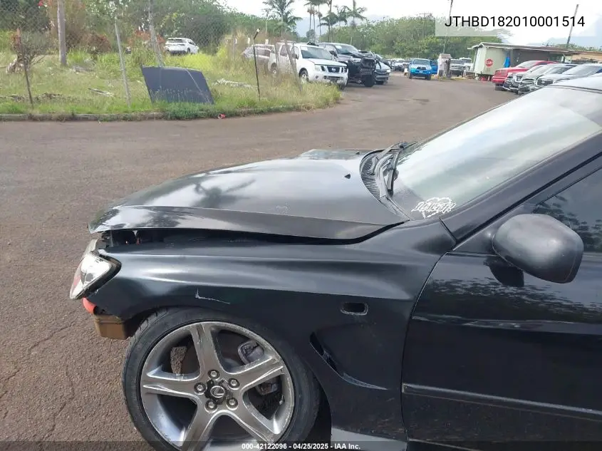 2001 Lexus Is 300 VIN: JTHBD182010001514 Lot: 42122096