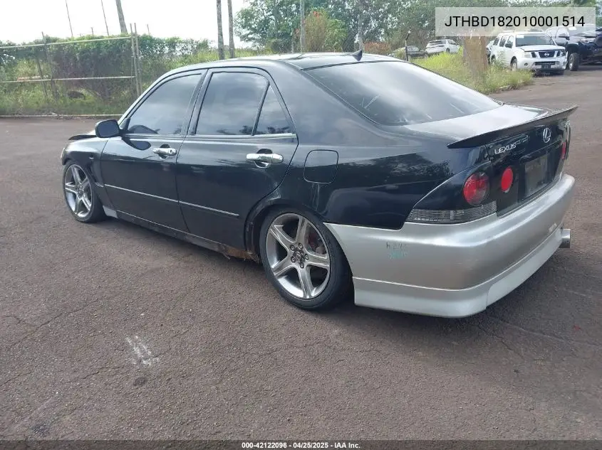 2001 Lexus Is 300 VIN: JTHBD182010001514 Lot: 42122096