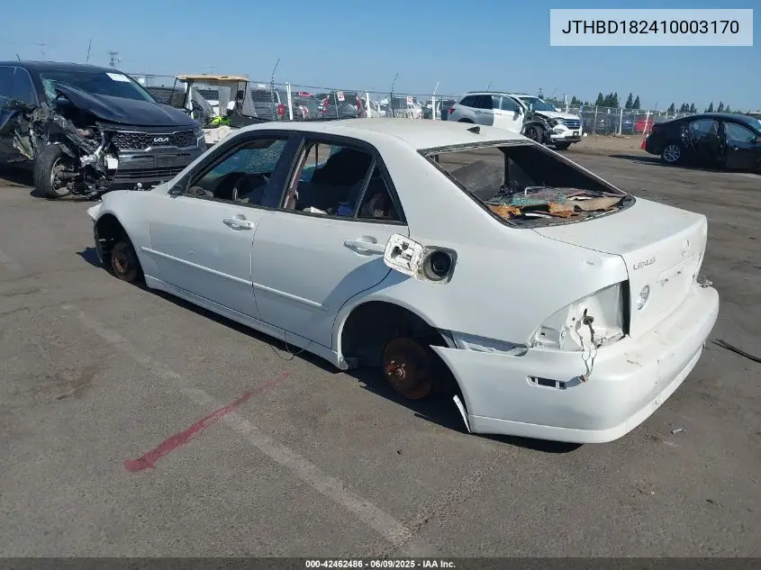 2001 Lexus Is 300 VIN: JTHBD182410003170 Lot: 42462486
