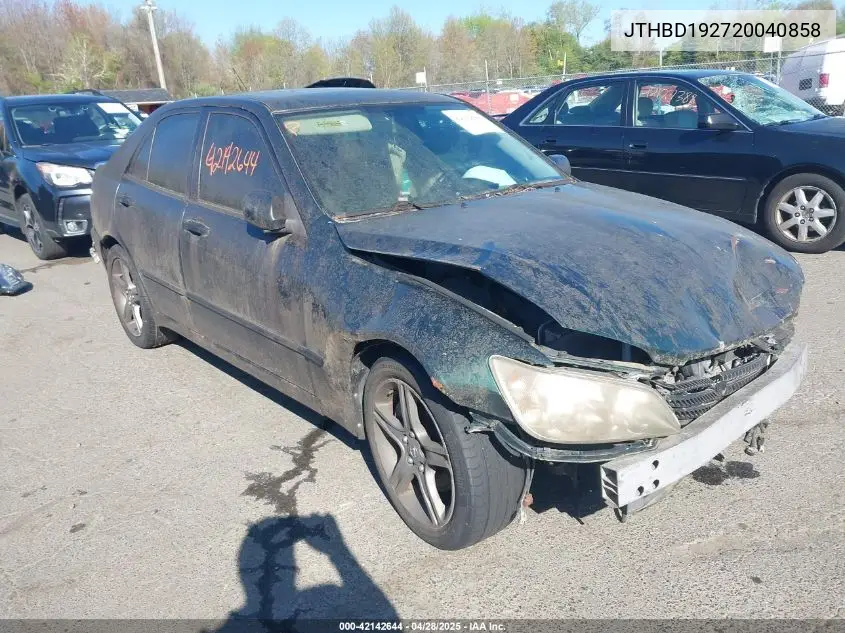 2002 Lexus Is 300 VIN: JTHBD192720040858 Lot: 42142644