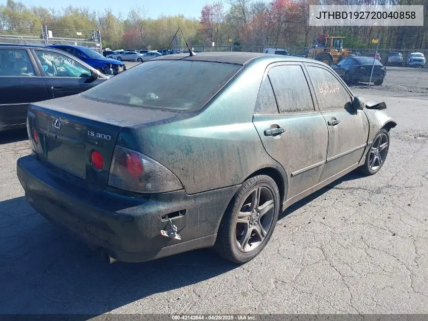 2002 Lexus Is 300 VIN: JTHBD192720040858 Lot: 42142644