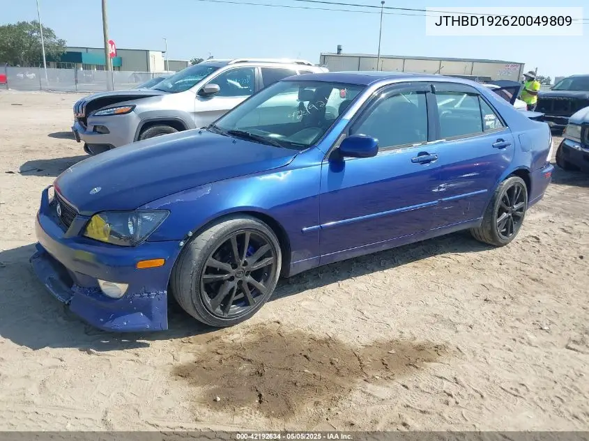 2002 Lexus Is 300 VIN: JTHBD192620049809 Lot: 42192634