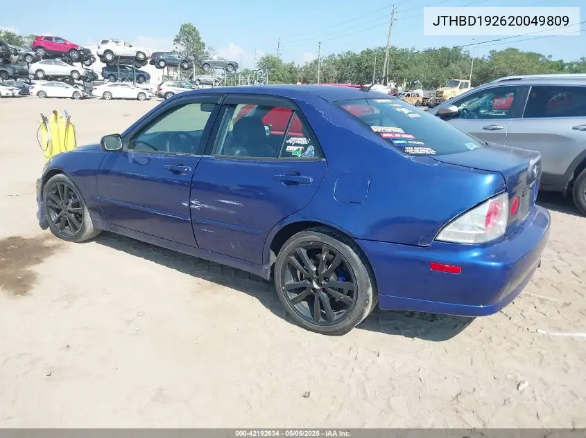 2002 Lexus Is 300 VIN: JTHBD192620049809 Lot: 42192634