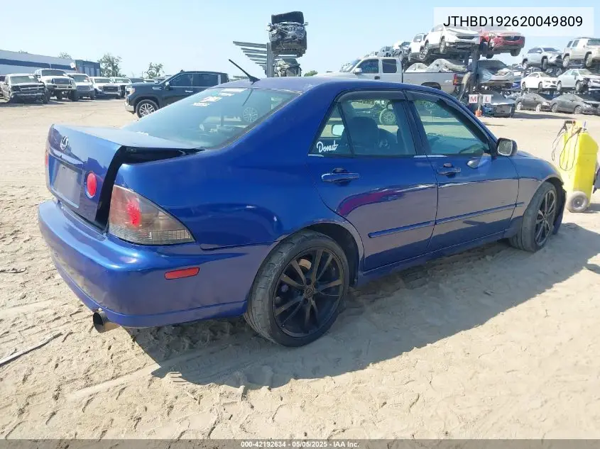 2002 Lexus Is 300 VIN: JTHBD192620049809 Lot: 42192634