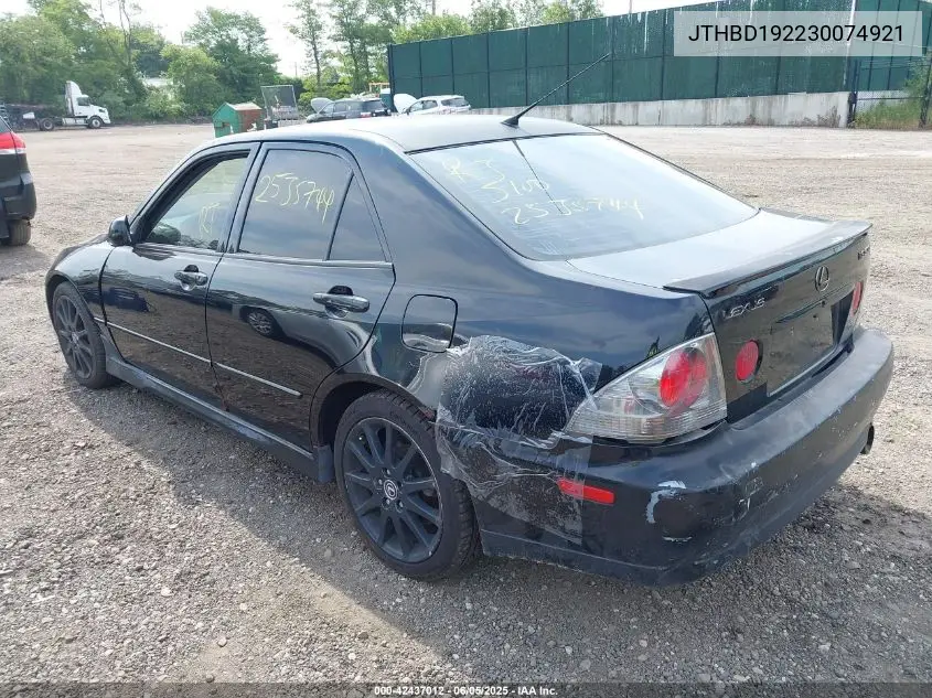 2003 Lexus Is 300 VIN: JTHBD192230074921 Lot: 42437012