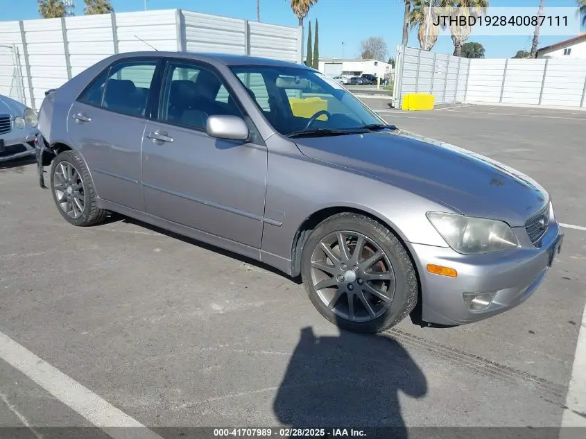 2004 Lexus Is 300 Base W/5-Speed Manual VIN: JTHBD192840087111 Lot: 41707989