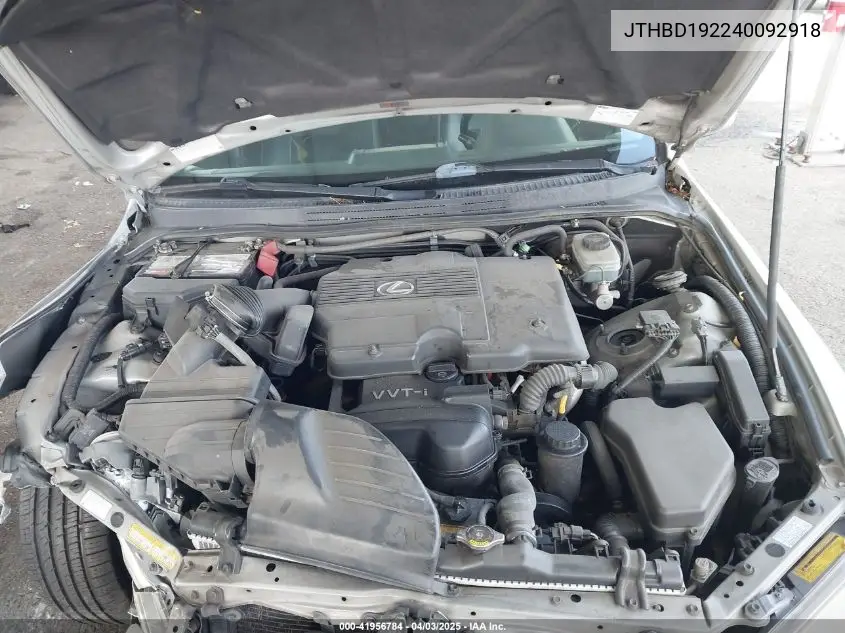 2004 Lexus Is 300 VIN: JTHBD192240092918 Lot: 41956784