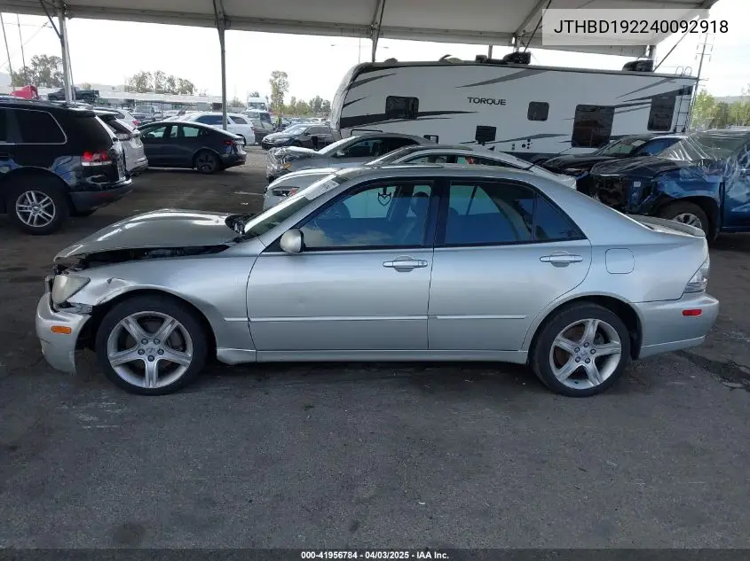 2004 Lexus Is 300 VIN: JTHBD192240092918 Lot: 41956784