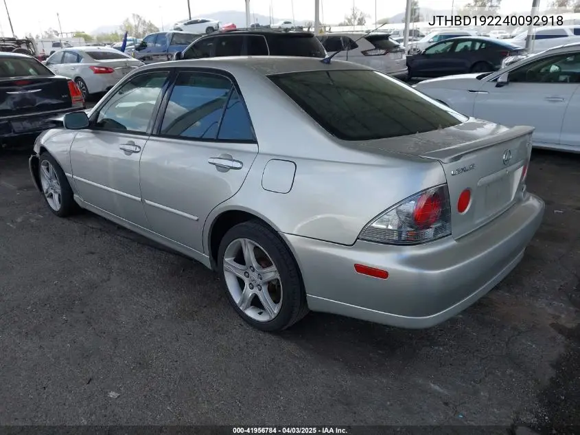 2004 Lexus Is 300 VIN: JTHBD192240092918 Lot: 41956784