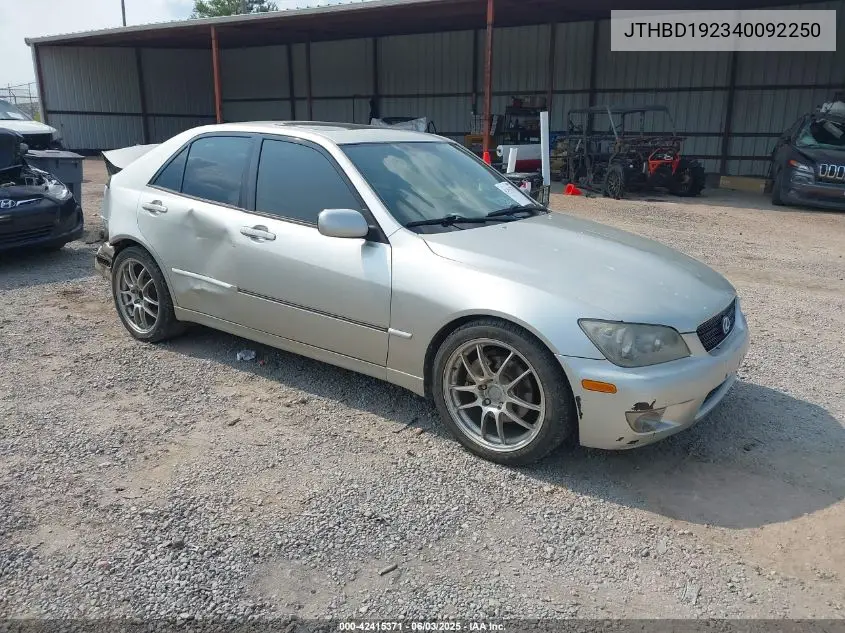 2004 Lexus Is 300 VIN: JTHBD192340092250 Lot: 42415371