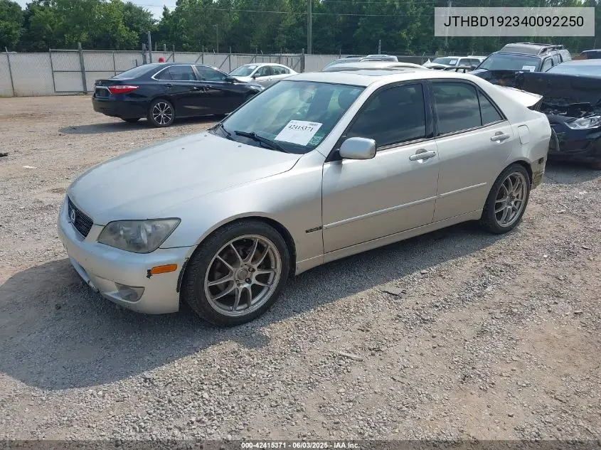 2004 Lexus Is 300 VIN: JTHBD192340092250 Lot: 42415371