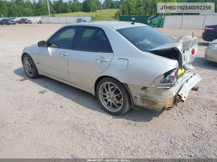 2004 Lexus Is 300 VIN: JTHBD192340092250 Lot: 42415371