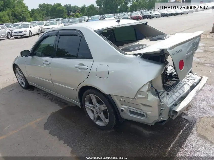2004 Lexus Is 300 VIN: JTHBD192540087647 Lot: 42485049