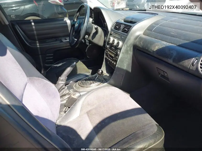 2004 Lexus Is 300 VIN: JTHBD192X40092407 Lot: 42530345