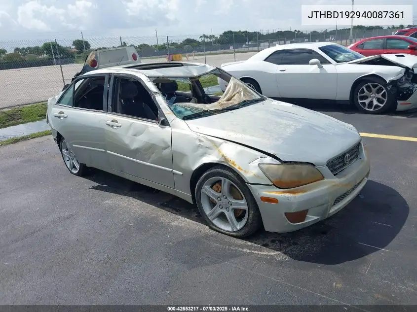 2004 Lexus Is 300 VIN: JTHBD192940087361 Lot: 42653217