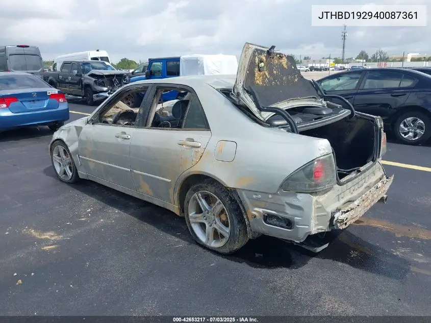 2004 Lexus Is 300 VIN: JTHBD192940087361 Lot: 42653217