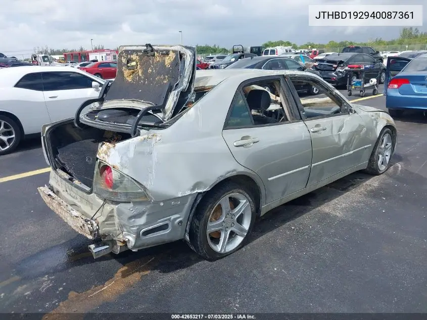 2004 Lexus Is 300 VIN: JTHBD192940087361 Lot: 42653217