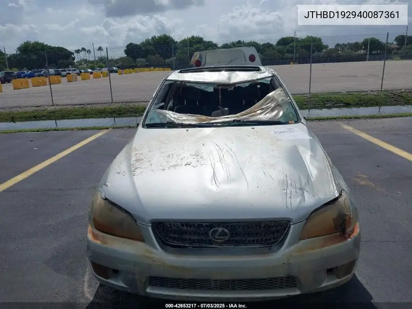 2004 Lexus Is 300 VIN: JTHBD192940087361 Lot: 42653217
