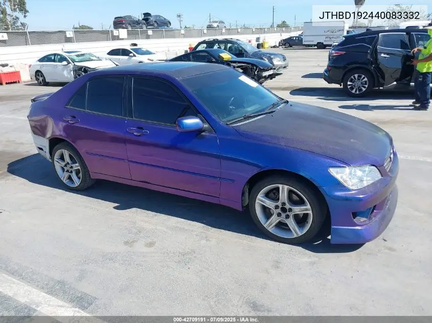 2004 Lexus Is 300 VIN: JTHBD192440083332 Lot: 42709191