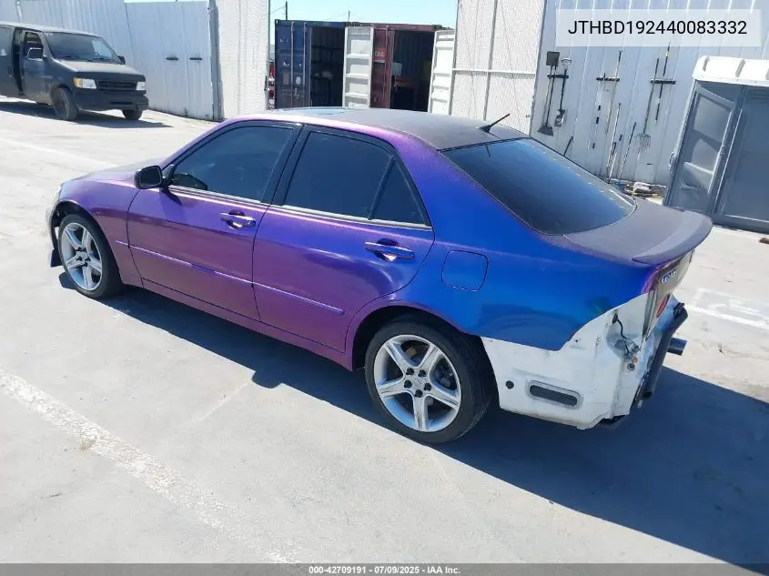 2004 Lexus Is 300 VIN: JTHBD192440083332 Lot: 42709191