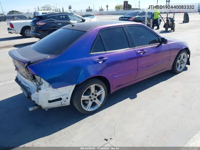 2004 Lexus Is 300 VIN: JTHBD192440083332 Lot: 42709191