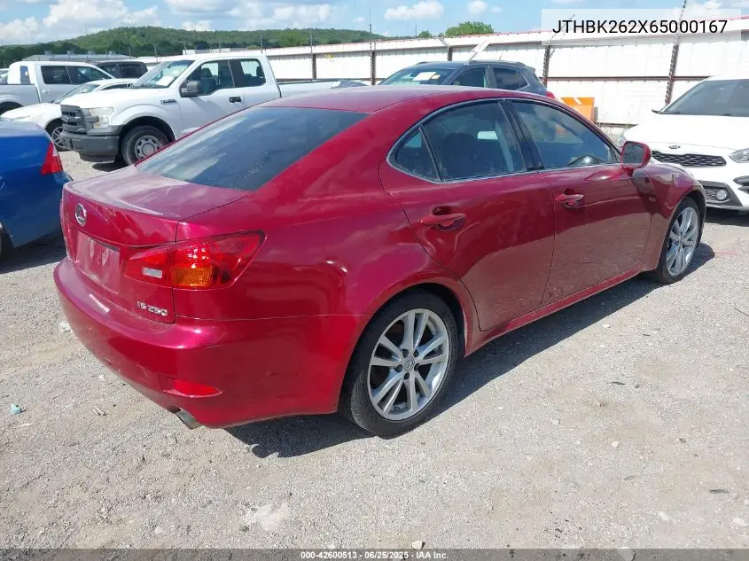 2006 Lexus Is 250 VIN: JTHBK262X65000167 Lot: 42600513