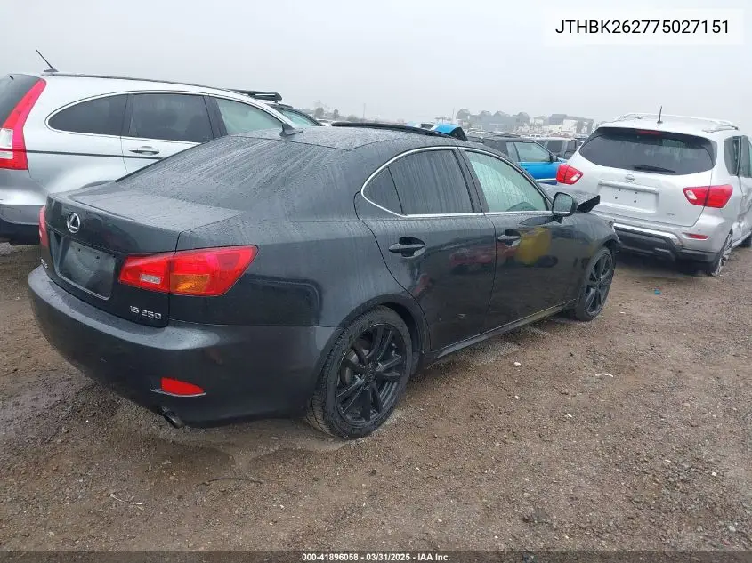 2007 Lexus Is 250 VIN: JTHBK262775027151 Lot: 41896058