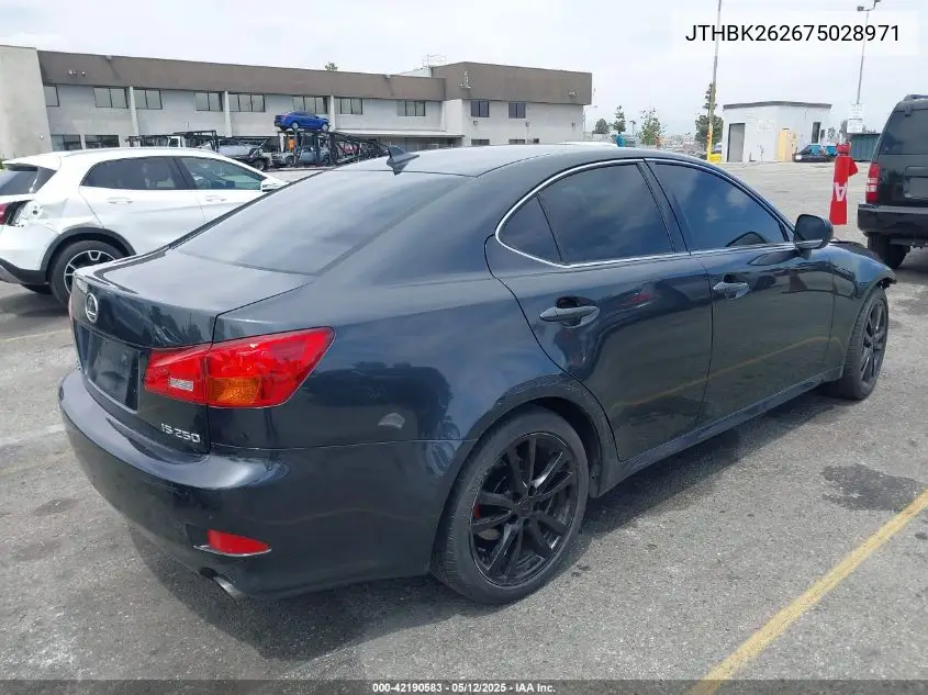 2007 Lexus Is 250 VIN: JTHBK262675028971 Lot: 42190583