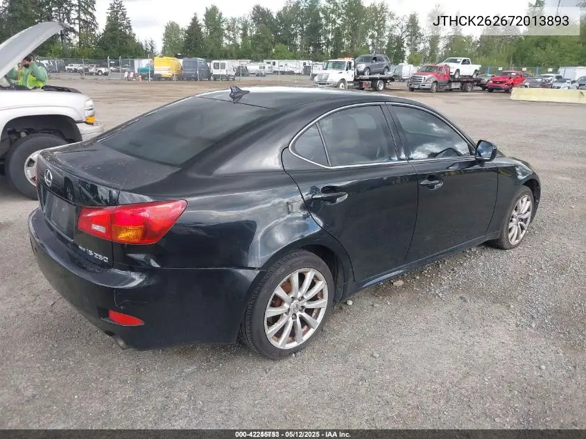 2007 Lexus Is 250 VIN: JTHCK262672013893 Lot: 42255753