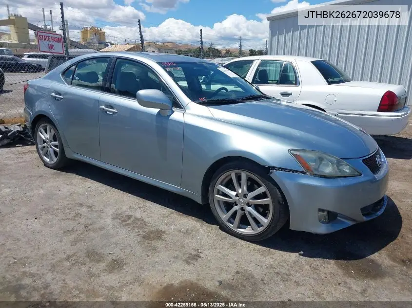 2007 Lexus Is 250 VIN: JTHBK262672039678 Lot: 42259158