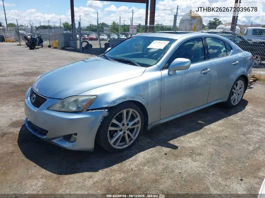 2007 Lexus Is 250 VIN: JTHBK262672039678 Lot: 42259158