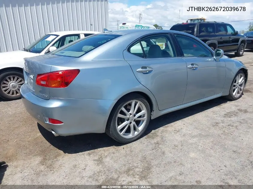 2007 Lexus Is 250 VIN: JTHBK262672039678 Lot: 42259158