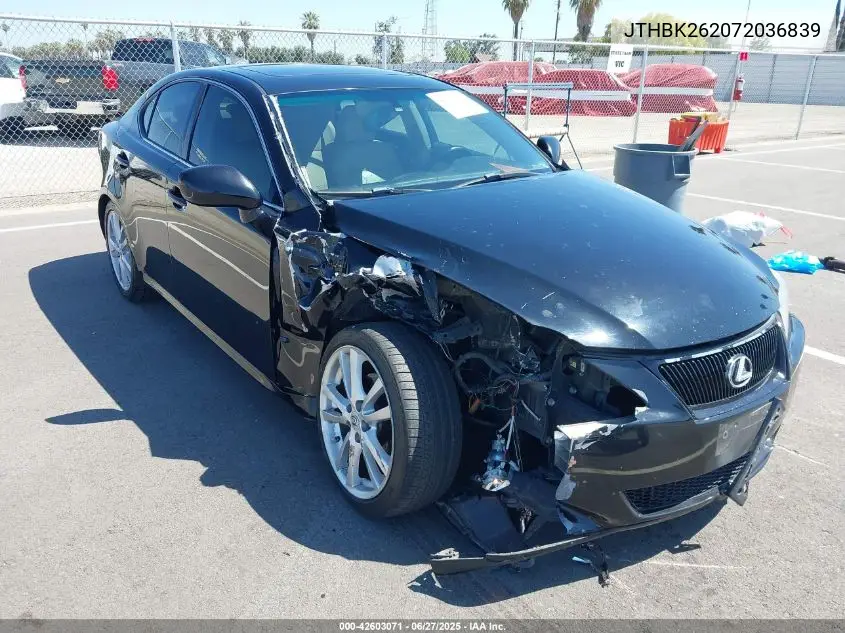 2007 Lexus Is 250 VIN: JTHBK262072036839 Lot: 42603071