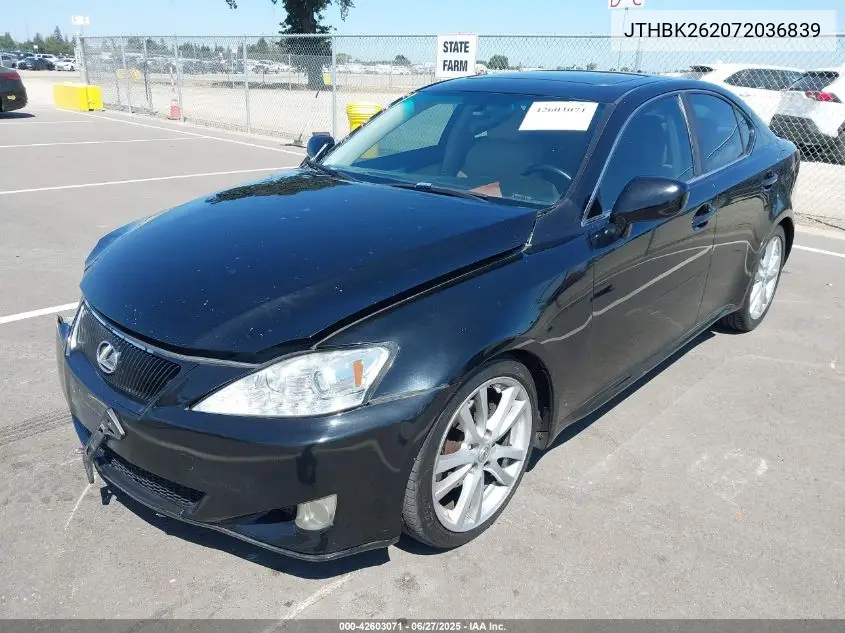 2007 Lexus Is 250 VIN: JTHBK262072036839 Lot: 42603071