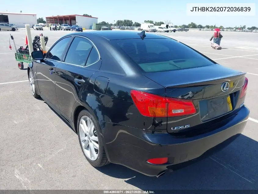 2007 Lexus Is 250 VIN: JTHBK262072036839 Lot: 42603071