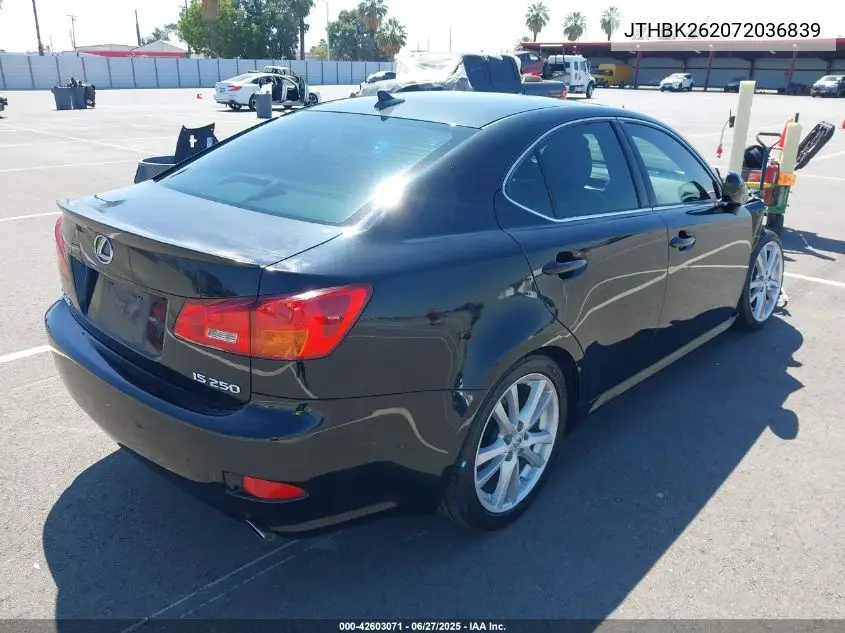 2007 Lexus Is 250 VIN: JTHBK262072036839 Lot: 42603071