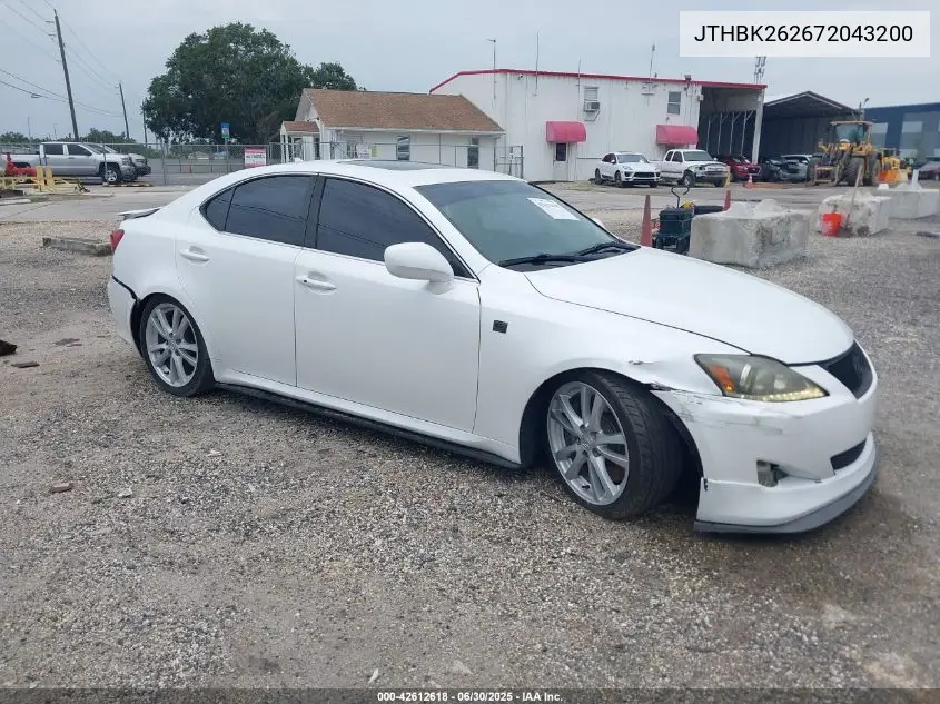 2007 Lexus Is 250 VIN: JTHBK262672043200 Lot: 42612618