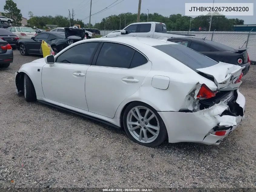 2007 Lexus Is 250 VIN: JTHBK262672043200 Lot: 42612618