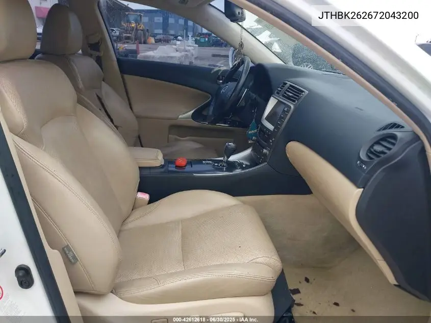 2007 Lexus Is 250 VIN: JTHBK262672043200 Lot: 42612618