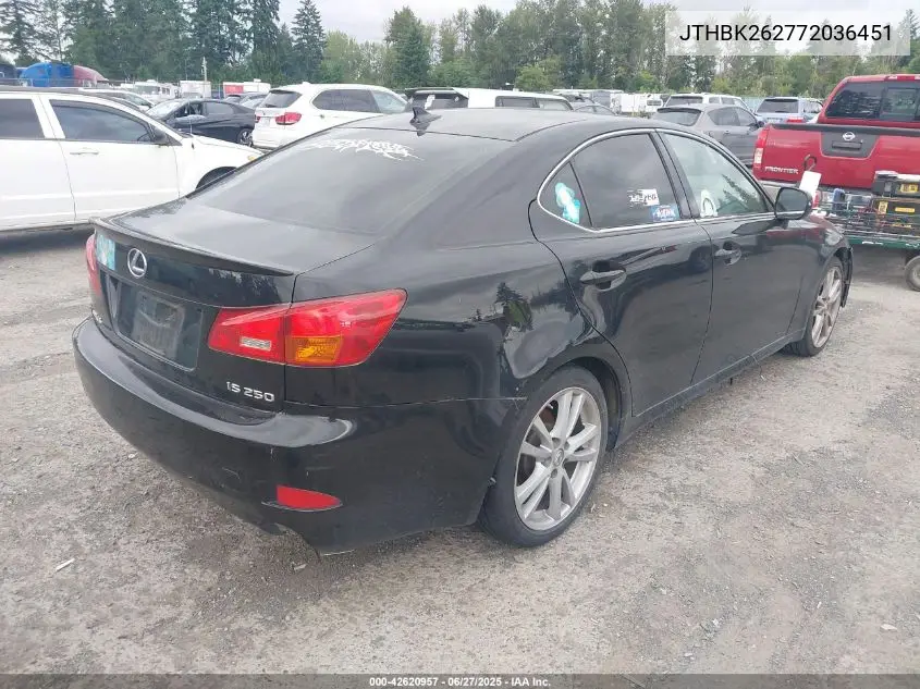 2007 Lexus Is 250 VIN: JTHBK262772036451 Lot: 42620957