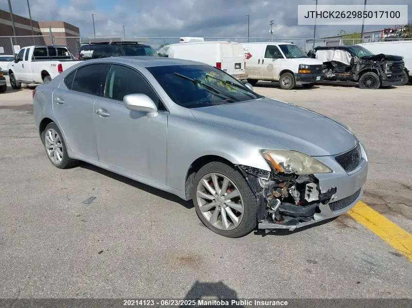 2008 Lexus Is 250 VIN: JTHCK262985017100 Lot: 20214123
