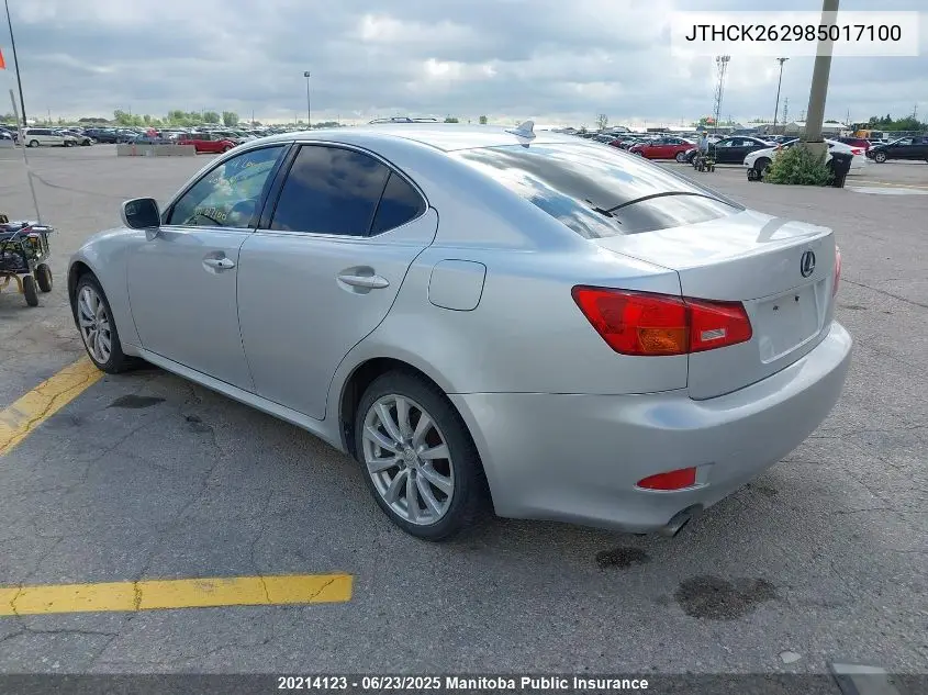 2008 Lexus Is 250 VIN: JTHCK262985017100 Lot: 20214123