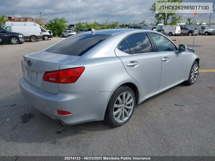 2008 Lexus Is 250 VIN: JTHCK262985017100 Lot: 20214123